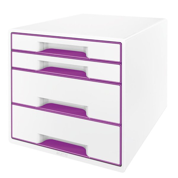 Image LEITZ Schubladenbox WOW CUBE, 4 Schübe, perlweiß/violett für Format DIN A4 Maxi