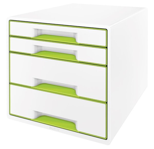 Image LEITZ Schubladenbox WOW CUBE 52132044 4Schubfächer weiß/grün (52132054)