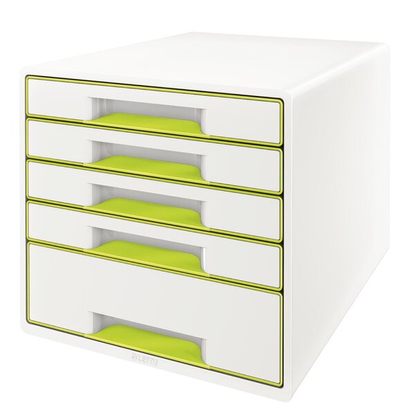 Image LEITZ Schubladenbox WOW CUBE 52142054 5Schubfächer weiß/grün (52142054)