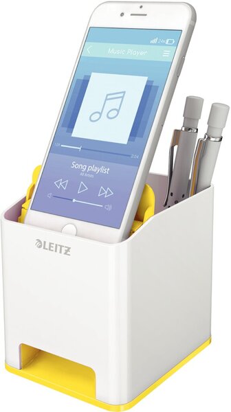 Image LEITZ Sound Stifteköcher WOW Duo Colour, 2 Fächer, gelb mit zweifarbigem WOW Ef