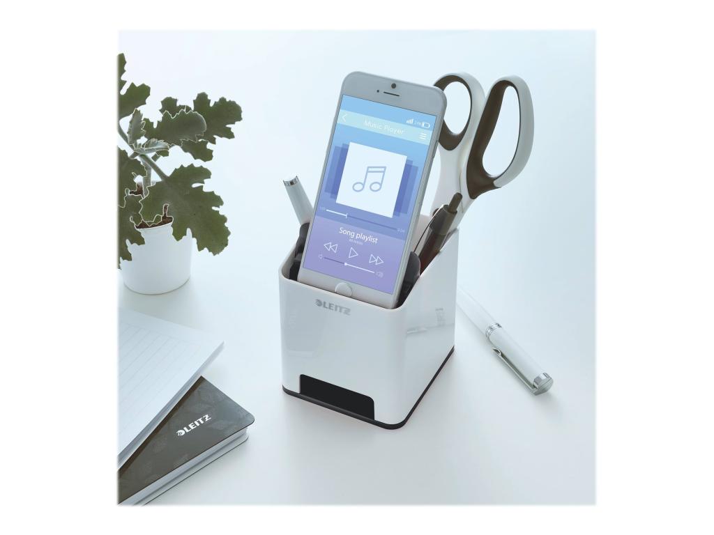 Image LEITZ Sound Stifteköcher WOW Duo Colour, 2 Fächer, schwarz mit zweifarbigem WOW
