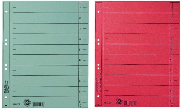 Image LEITZ Trennblätter, A4 Überbreite, Manilakarton 230g-qm,grün durchgefärbt, Blan
