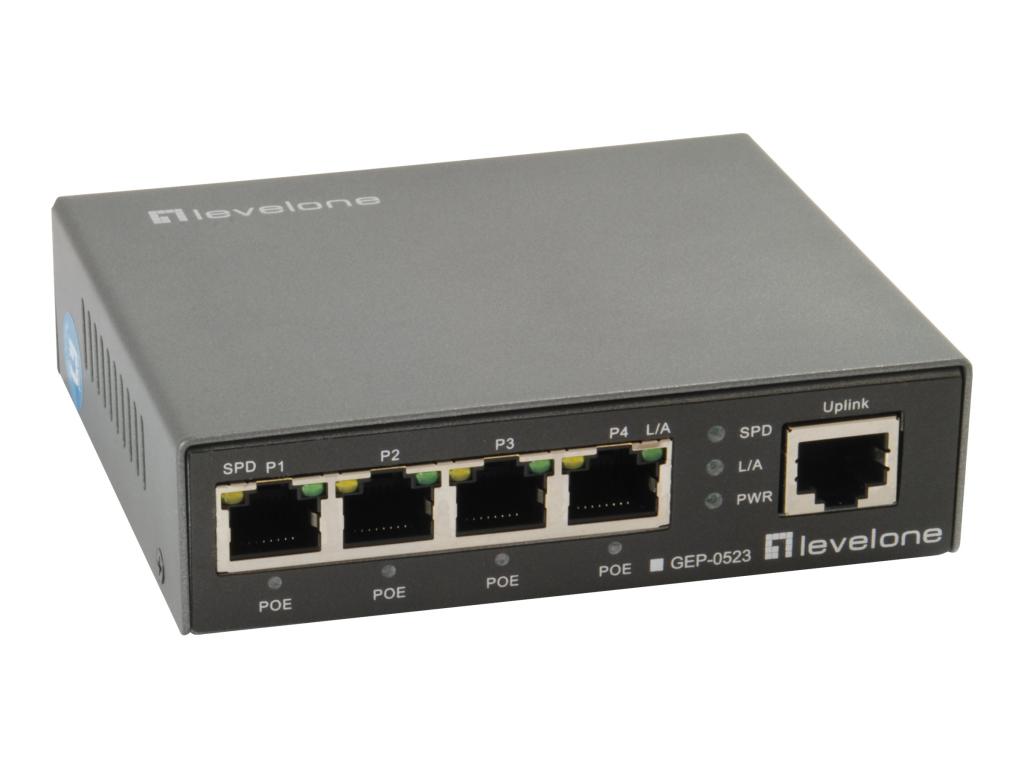 Image LEVEL ONE GEP-0523 5 Port Gigabit PoE Switch 802 3at af PoE 4 PoE Ausgaenge 60W