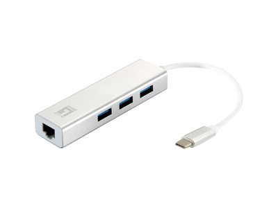 Image LEVEL ONE LevelOne USB-C   4-Port USB3.0(3x)+ Gbit(1x) LAN Port silber