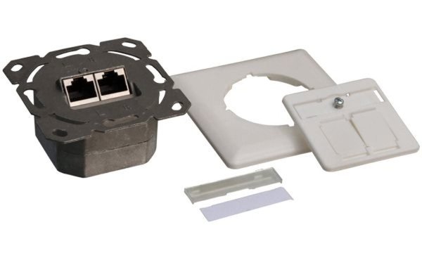 Image LOGILINK Cat.6A Anschlussdose, 2x RJ45,weiß, waagerecht