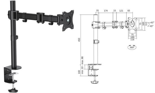 Image LOGILINK Monitor-Schreibtischhalterung, LogiLink neig/schwenk 13-27