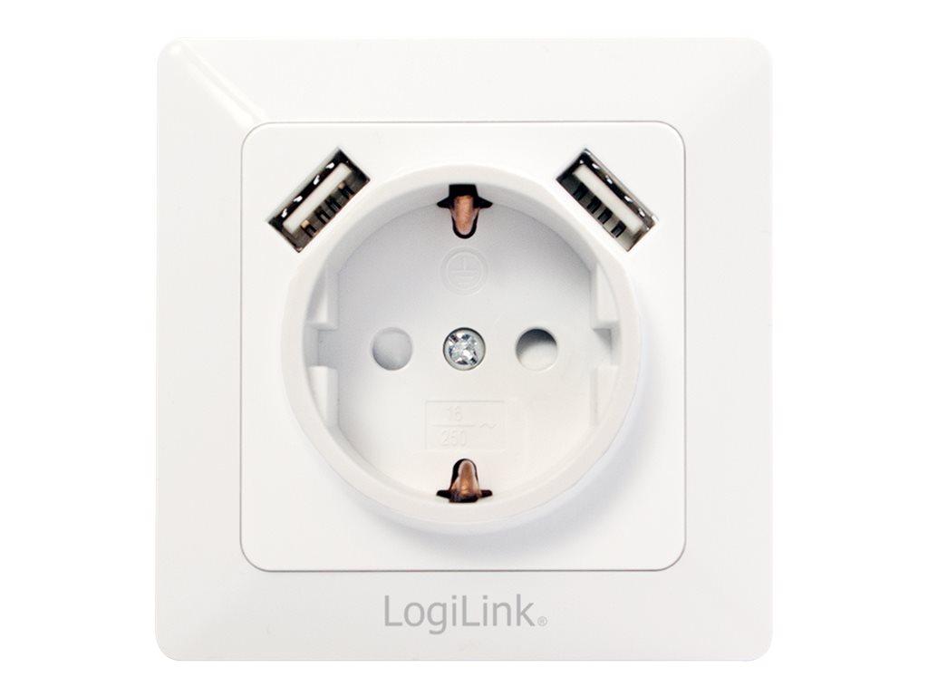 Image LOGILINK PA0162 1fach Unterputz-Steckdose mit USB IP20 Weiß
