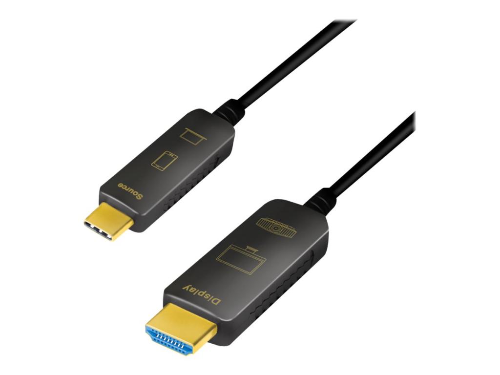 Image LOGILINK USB 3.2 Gen 2 Type-C cable, C/M to HDMI/M, 4K/60 Hz, AOC, black, 20 m