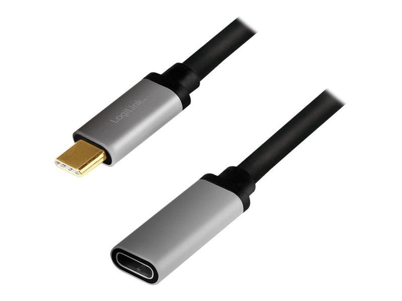 Image LOGILINK USB 3.2 Gen 2 Type-C cable, C/M to C/F, 4K, alu, black/grey, 0.5 m