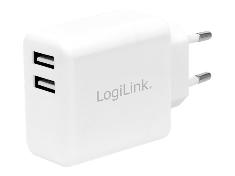 Image LOGILINK USB Wall Charger, 2port, 2x USB-AF, 12W, white