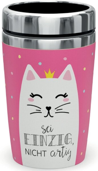 Image Becher to go 240ml Motiv Katze Innen Edelstahl, Aussen Kunststoff