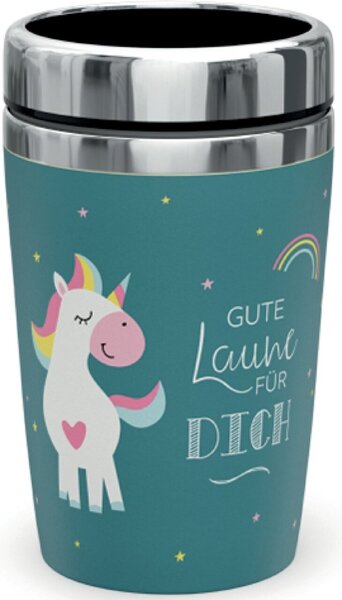 Image Becher to go 240ml Motiv Einhorn Innen Edelstahl, Aussen Kunststoff
