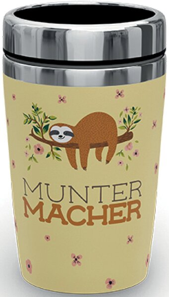 Image Becher to go 240ml Motiv Faultier Innen Edelstahl, Aussen Kunststoff