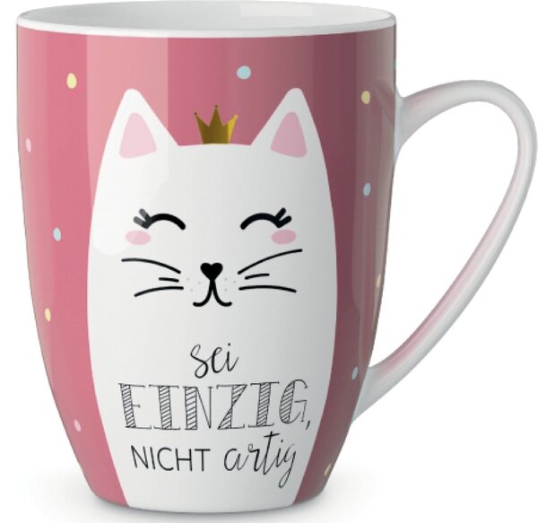 Image Porzellan Becher 250ml Motiv Katze H 105 mm x B 120 mm x T 85 mm
