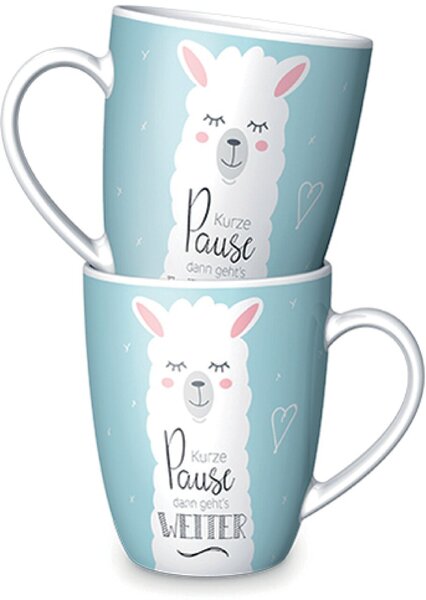 Image Porzellan Becher 250ml Motiv Lama H 105 mm x B 120 mm x T 85 mm