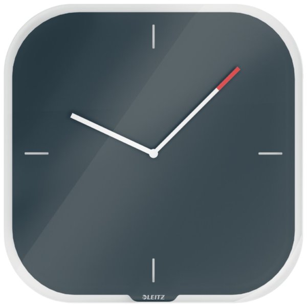 Image Leitz Cosy Wanduhr aus Glas, grau Quartzlaufwerk, 4 mm Sicherheitsglas,