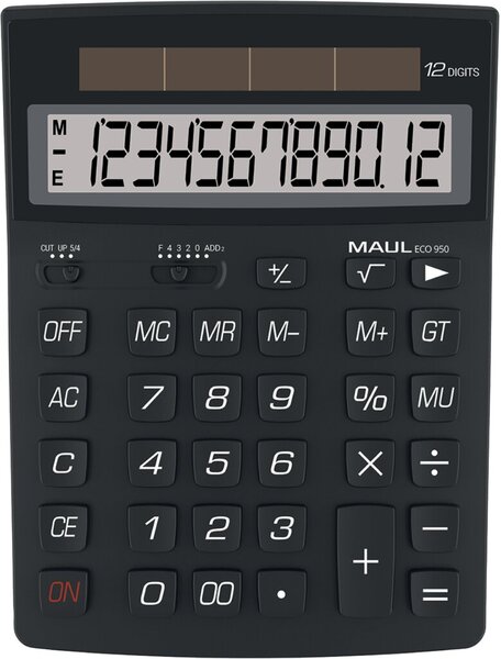Image Tischrechner ECO 950, 12 Stellen schwarz, Solarbetrieb - keine Batterie