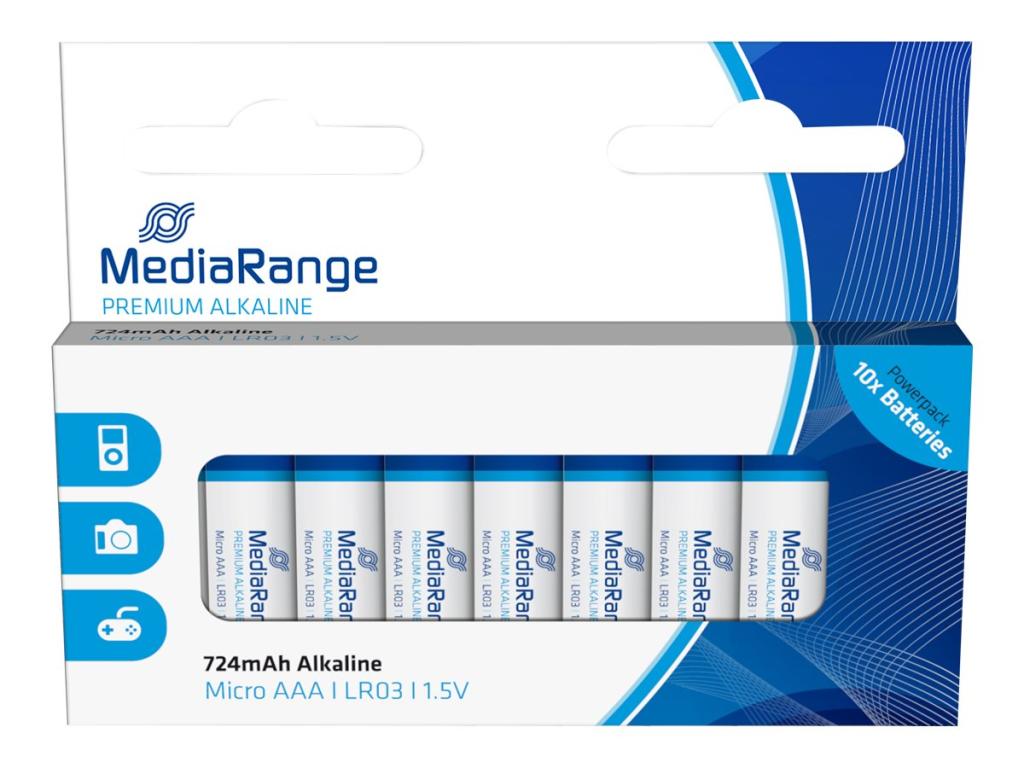 Image MEDIARANGE Batterie Mediarange Prem. Blister AAA (Alkaline/LR03)  10S
