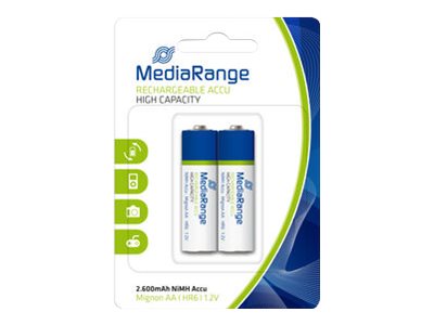 Image MEDIARANGE Batterie Mediarange Rechargeable Accu Micro AA HR06 1,2V 2s