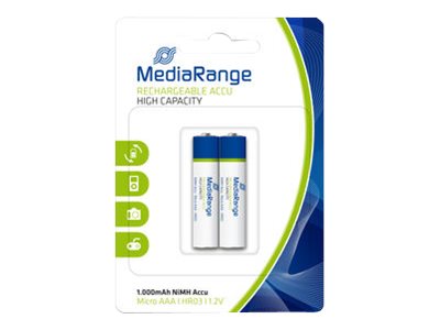 Image MEDIARANGE Batterie Mediarange Rechargeable Accu Micro AAA HR03 1,2V 2s