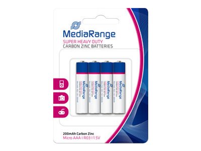 Image MEDIARANGE Batterie Mediarange micro AAA Carbon-Zink/R03 1,5V 4stk