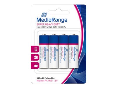 Image MEDIARANGE Batterie Mediarange mignon AA Carbon-Zink/R03 1,5V 4stk