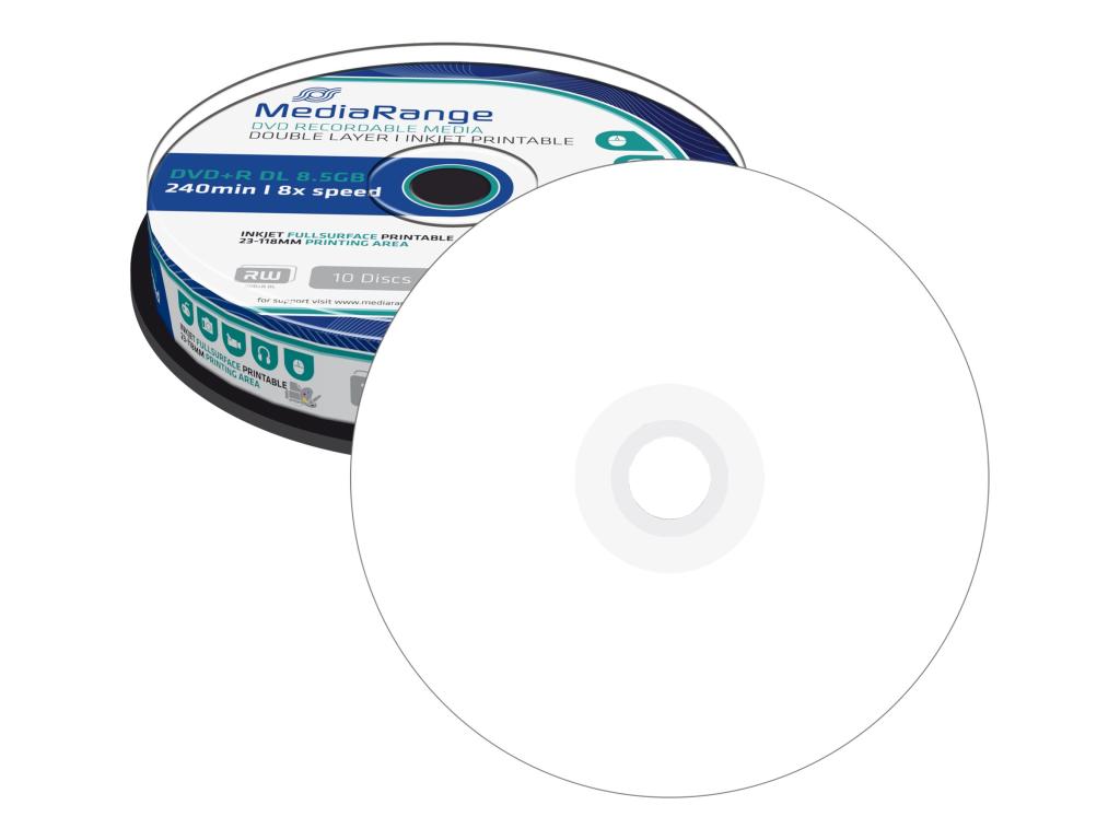 Image MEDIARANGE DVD+R MediaRange DL Injekt 10er Spindel Fullsurface-Printabl