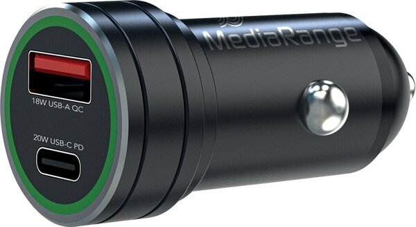 Image Kfz-Ladegerät 20W schwarz mit 1x USB-A und 1x USB-C Ausgang