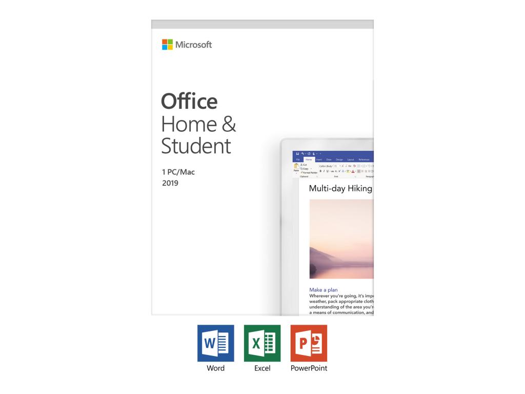 Image MICROSOFT Office Home and Student 2019 German P6 EuroZone 1 License Medialess N