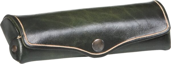 Image MIKA Brillenetui, klein, Sattelleder, Druckknopf, grün