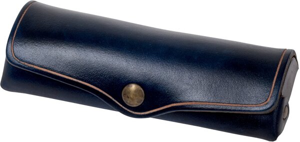 Image MIKA Brillenetui, klein, Sattelleder, Druckknopf, blau