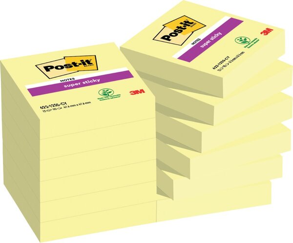 Image Post-it® Super Sticky  Haftnotizen extrastark 62212SY gelb 12 Blöcke