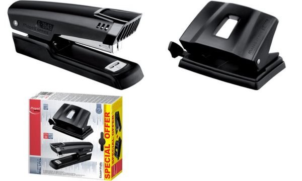 Image Maped Heftgerät- & Locher-Set Essen tials, schwarz (82898014)