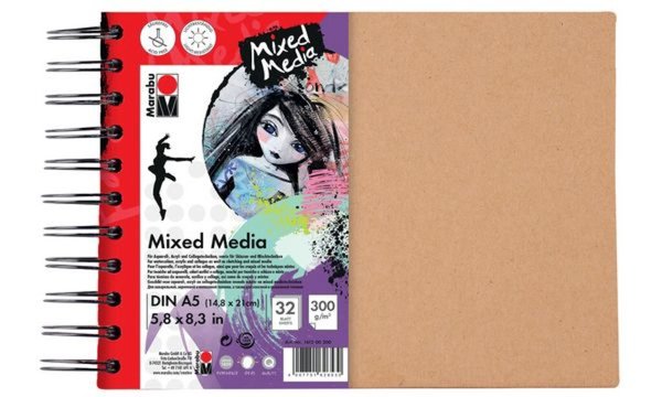 Image Marabu Spiralbuch Mixed Media, DI N A4, 300 g/qm, 32 Blatt (57201608)