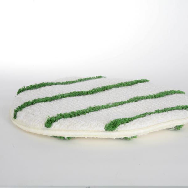 Image Maschinenpad/Queen-Bonnet Garnpad 432 mm - 17'' | weiß mit grünen Streifenfür die Teppichreinigung, beidseitig verwendbar