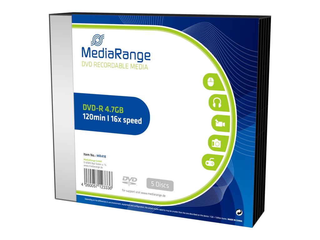 Image MediaRange DVD-R 16x Slimcase Pack 5