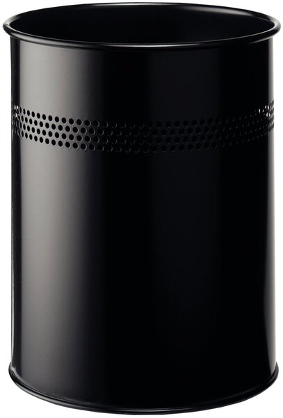 Image Metall Papierkorb rund, 14,7 Liter hoch schwarz, mit perforiertem