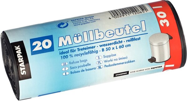 Image Müllbeutel, LDPE, 30l, 60x50cm, grau
