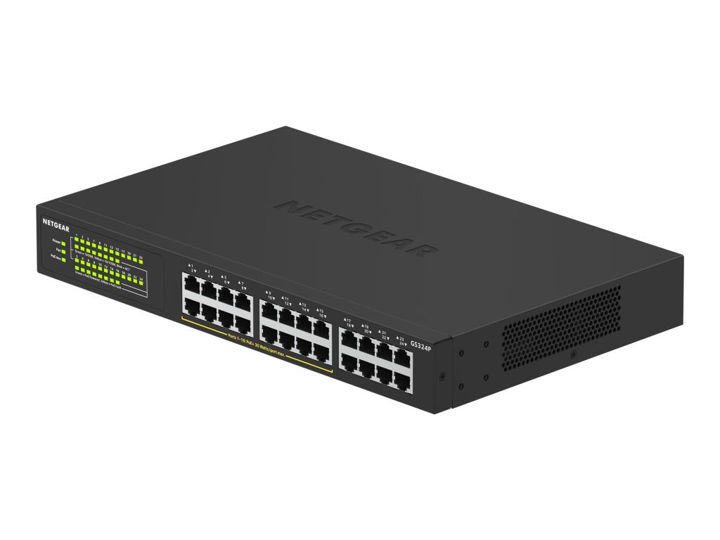 Image NETGEAR GS324P 24-Port Gigabit Ethernet Unmanaged PoE+ Switch mit 16-Ports PoE+