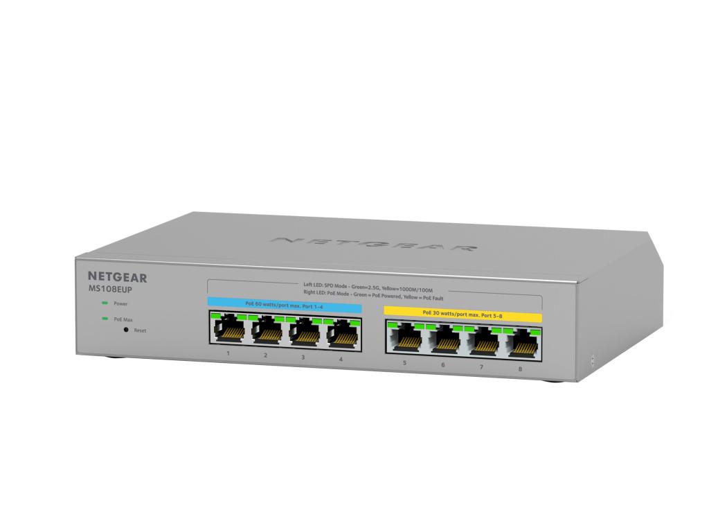 Image NETGEAR MS108EUP 8-Port Ultra60 PoE++ Multi-Gigabit (2.5G) Ethernet Plus Switch