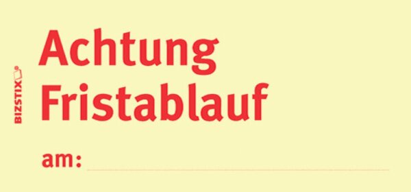 Image Haftnotizen 75 x 35 mm, gelb Achtung Fristablauf am