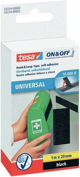 Image  Off-Klettklebeband zum Aufkleben, 1m x 20mm, schwarz