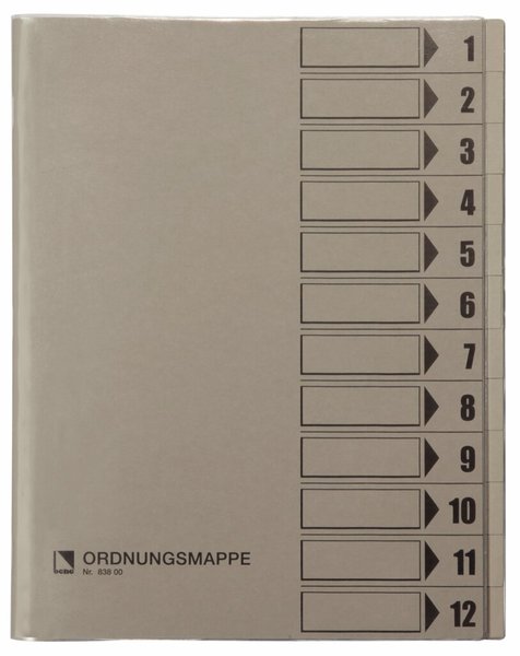 Image Ordnungsmappe, 12 Fächer, grau, A4, Mappe - Karton 250 g/m2, mit