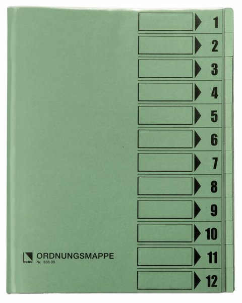 Image Ordnungsmappe, 12 Fächer, grün, A4, Mappe - Karton 250 g/m2, mit
