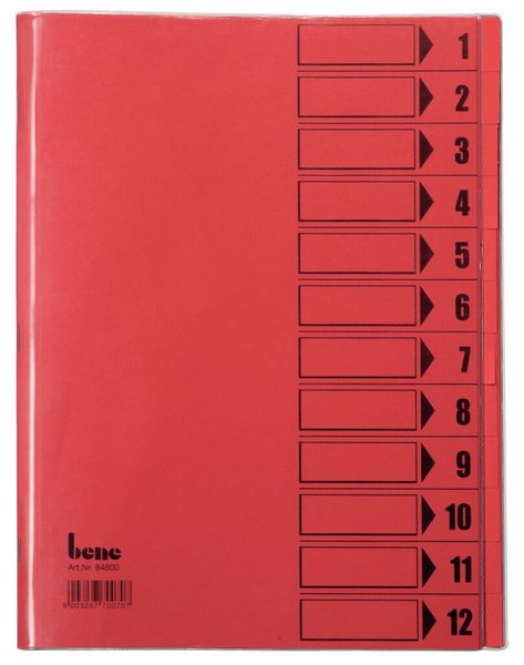 Image Ordnungsmappe, 12 Fächer, rot, A4, Mappe - Karton 250 g/m2, mit