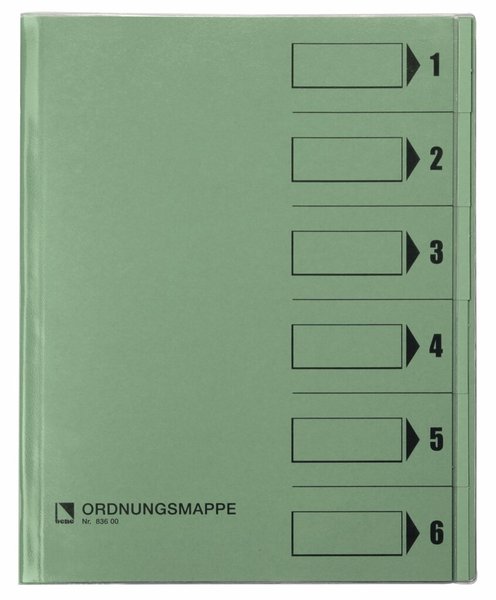 Image Ordnungsmappe, 6 Fächer, grün, A4, Mappe - Karton 250 g/m2, mit