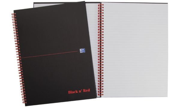 Image Oxford Black n Red Spiralbuch, DIN A4, liniert, Karton (5401690)