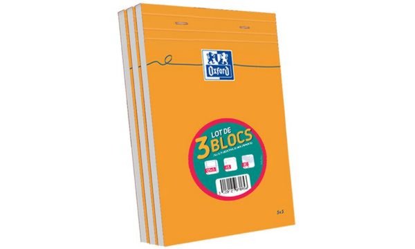 Image Oxford Notizblock, DIN A5, kariert, 80 Blatt, 3er Set (5401796)