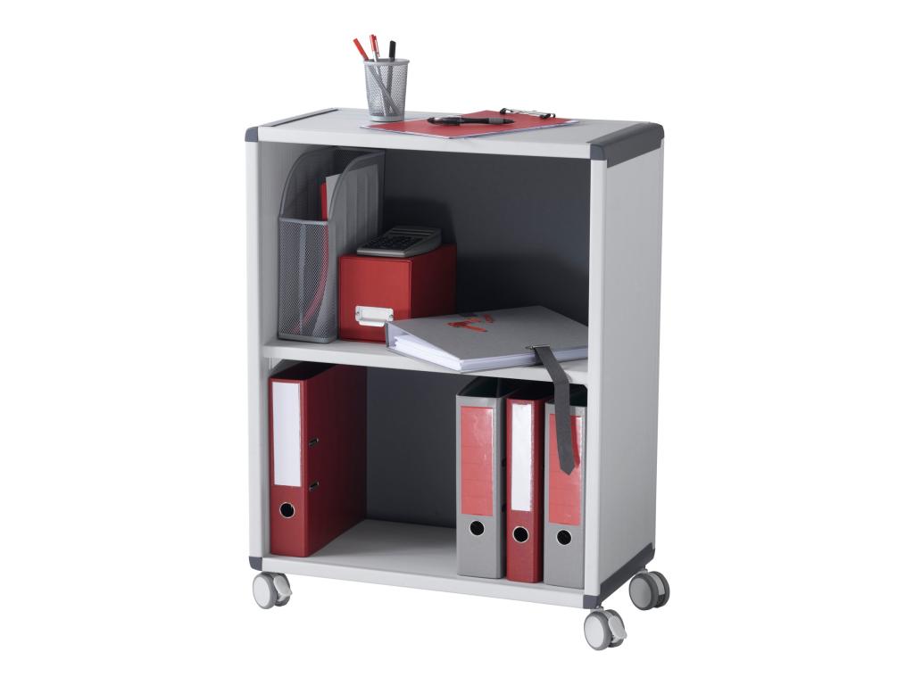 Image PAPERFLOW Rollwagen, 2 Fächer, grau / anthrazit aus Polystyrol, mit vier Leicht