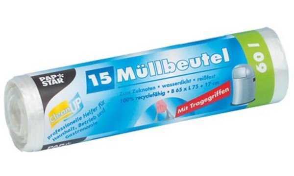 Image PAPSTAR Mülleimerbeutel HDPE, 60 Li ter, transparent (6412088)